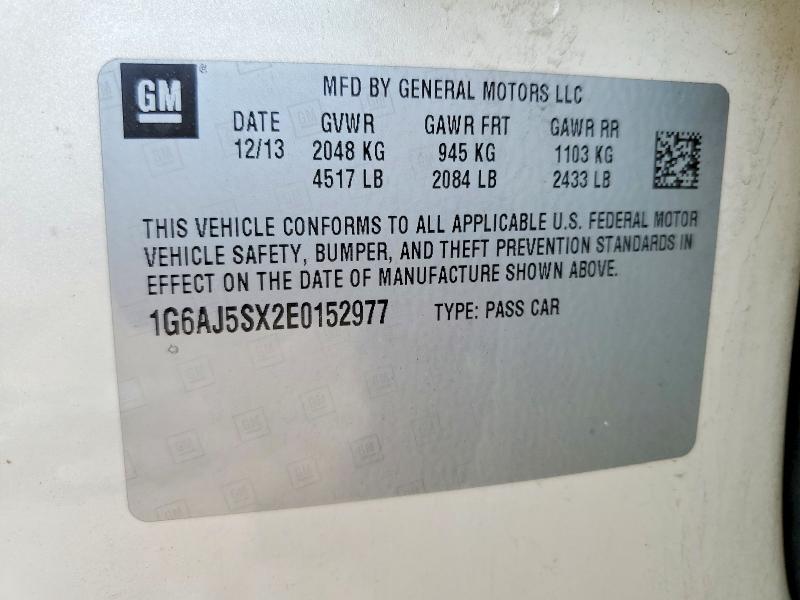 2014 Cadillac Ats მანქანა იყიდება აუქციონზე, vin: 1G6AJ5SX2E0152977, აუქციონის ნომერი: 61696336