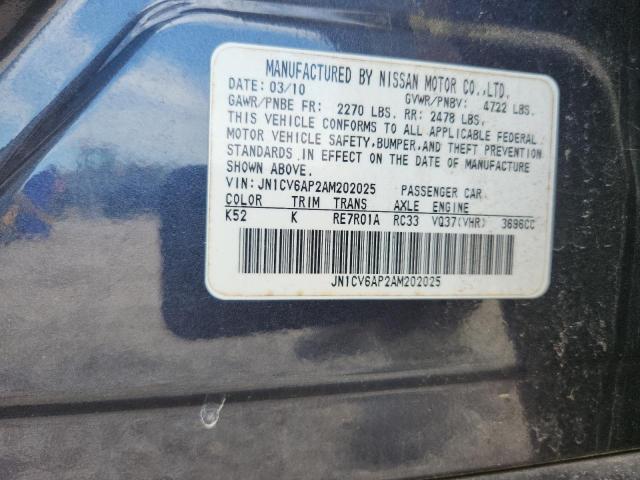 2010 Infiniti G37 Sedan მანქანა იყიდება აუქციონზე, vin: JN1CV6AP2AM202025, აუქციონის ნომერი: 62747456