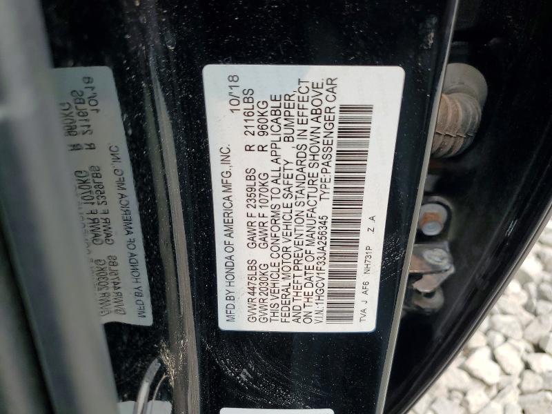 Aukcja sprzedaży 2018 Honda Accord, vin: 1HGCV1F33JA256345, numer aukcji: 61426336