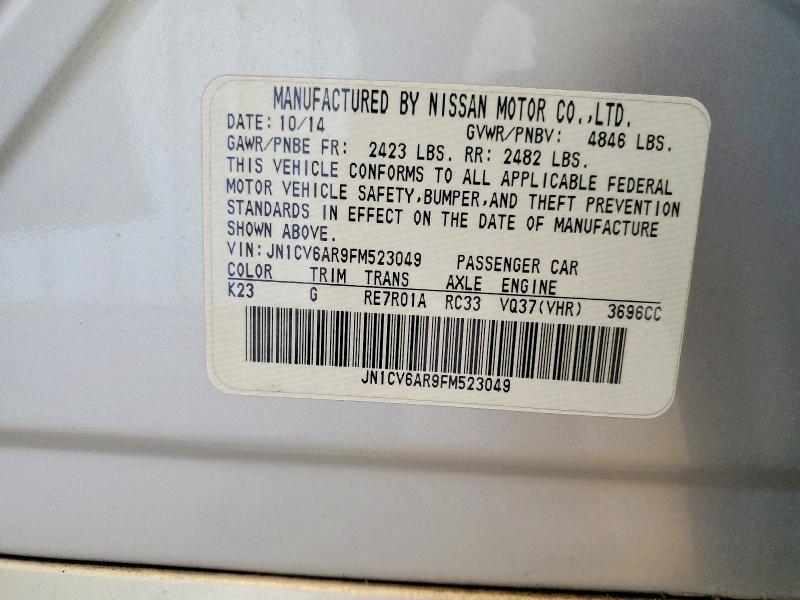 Aukcja sprzedaży 2015 Infiniti Q40, vin: JN1CV6AR9FM523049, numer aukcji: 63336346