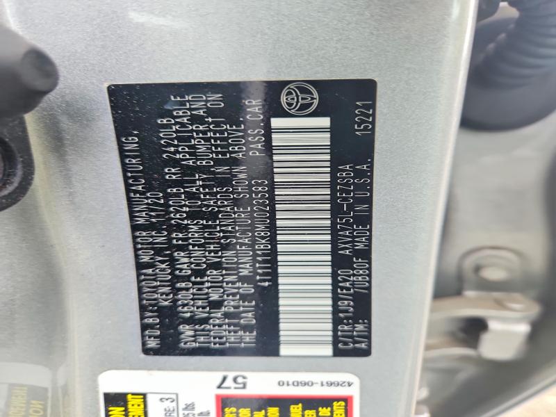 60039736 :رقم المزاد ، 4T1T11BK8MU023583 vin ، 2021 Toyota Camry مزاد بيع