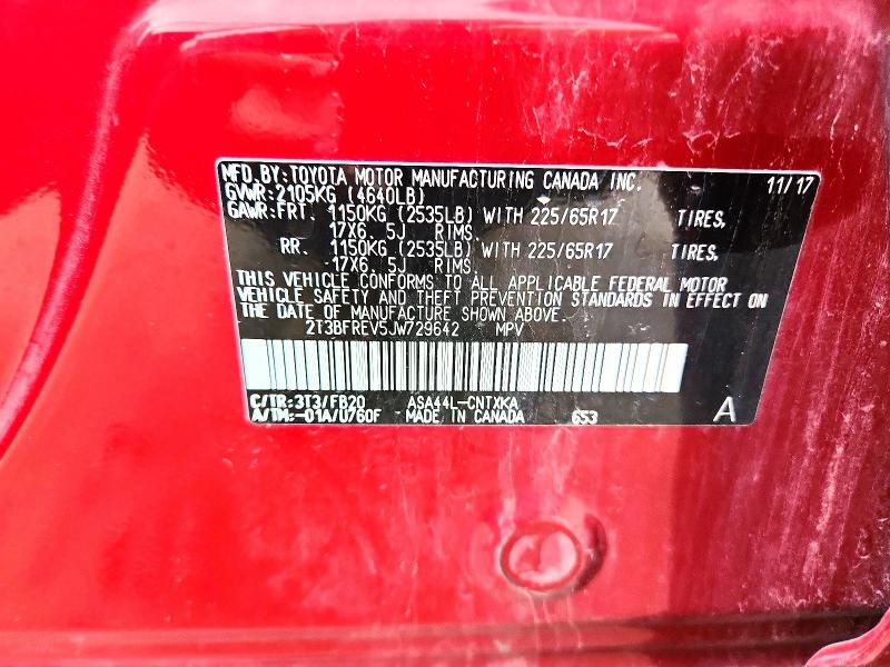 Aukcja sprzedaży 2018 Toyota Rav4, vin: 2T3BFREV5JW729642, numer aukcji: 61777306