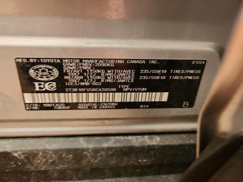 2024 Toyota Rav4 მანქანა იყიდება აუქციონზე, vin: 2T3R1RFV5RC420598, აუქციონის ნომერი: 60944286