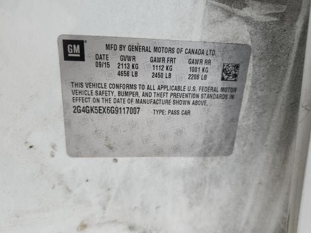 2016 Buick Regal მანქანა იყიდება აუქციონზე, vin: 2G4GK5EX6G9117007, აუქციონის ნომერი: 60778526