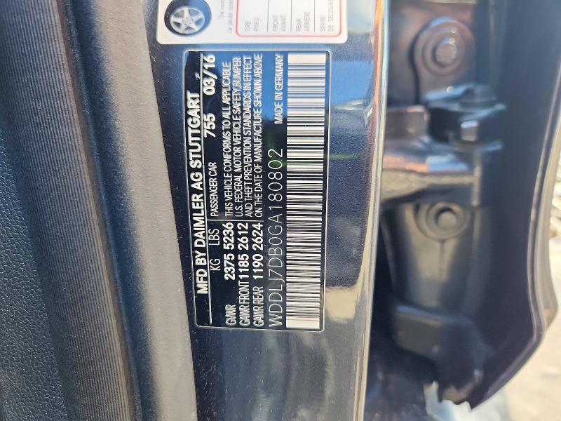 62264836 :رقم المزاد ، WDDLJ7DB0GA180802 vin ، 2016 Mercedes-benz Cls مزاد بيع