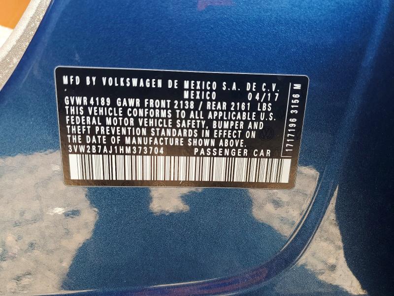Aukcja sprzedaży 2017 Volkswagen Jetta, vin: 3VW2B7AJ1HM373704, numer aukcji: 59387906