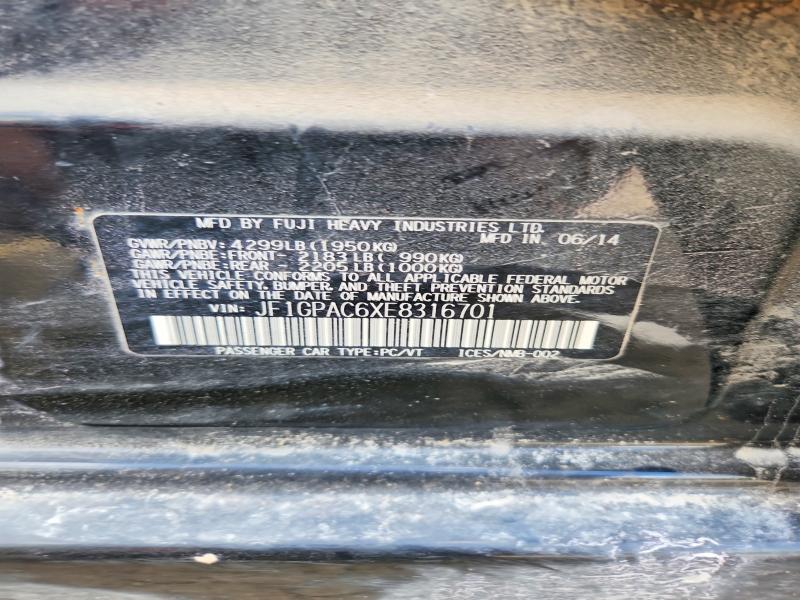 Продаж на аукціоні авто 2014 Subaru Impreza, vin: JF1GPAC6XE8316701, номер лоту: 59994106