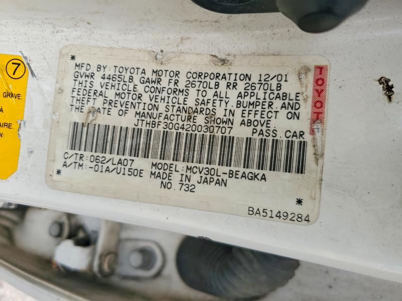 Продажа на аукционе авто 2002 Lexus Es, vin: JTHBF30G420030707, номер лота: 62439246