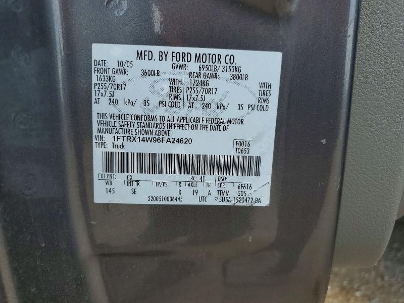 Продажа на аукционе авто 2006 Ford F150, vin: 1FTRX14W96FA24620, номер лота: 59659846