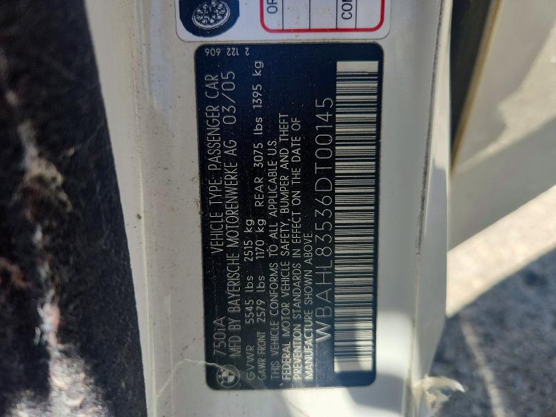 59366266 :رقم المزاد ، WBAHL83536DT00145 vin ، 2006 Bmw 750 مزاد بيع