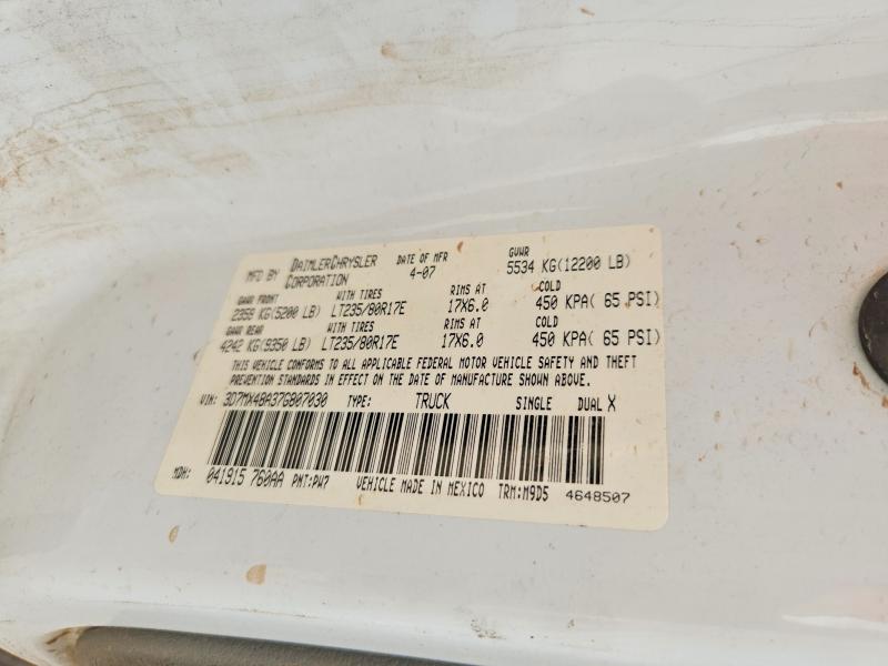 61181336 :رقم المزاد ، 3D7MX48A37G807030 vin ، 2007 Dodge Ram 3500 مزاد بيع