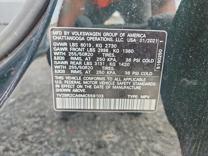 Aukcja sprzedaży 2021 Volkswagen Atlas, vin: 1V2BR2CA6MC559103, numer aukcji: 62672796