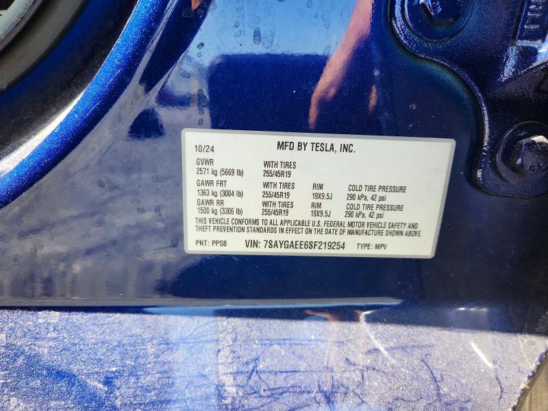 Aukcja sprzedaży 2025 Tesla Model Y, vin: 7SAYGAEE6SF219254, numer aukcji: 62120366