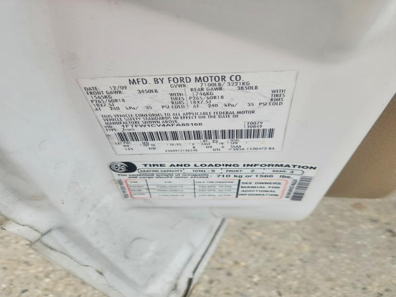 2010 Ford F150 მანქანა იყიდება აუქციონზე, vin: 1FTFW1CV4AFA85168, აუქციონის ნომერი: 60194516