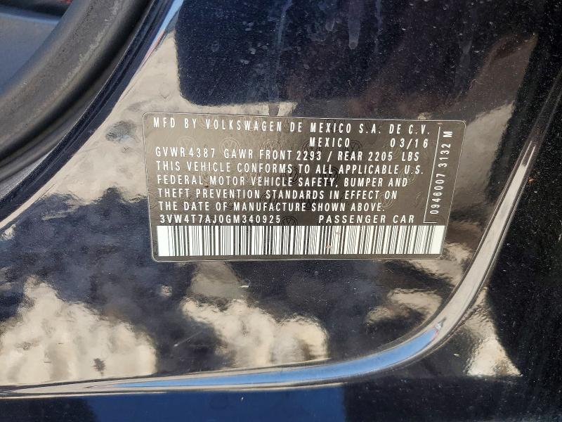 Aukcja sprzedaży 2016 Volkswagen Jetta, vin: 3VW4T7AJ0GM340925, numer aukcji: 58366546