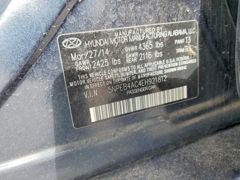 2014 Hyundai Sonata მანქანა იყიდება აუქციონზე, vin: 5NPEB4AC4EH921812, აუქციონის ნომერი: 59194676