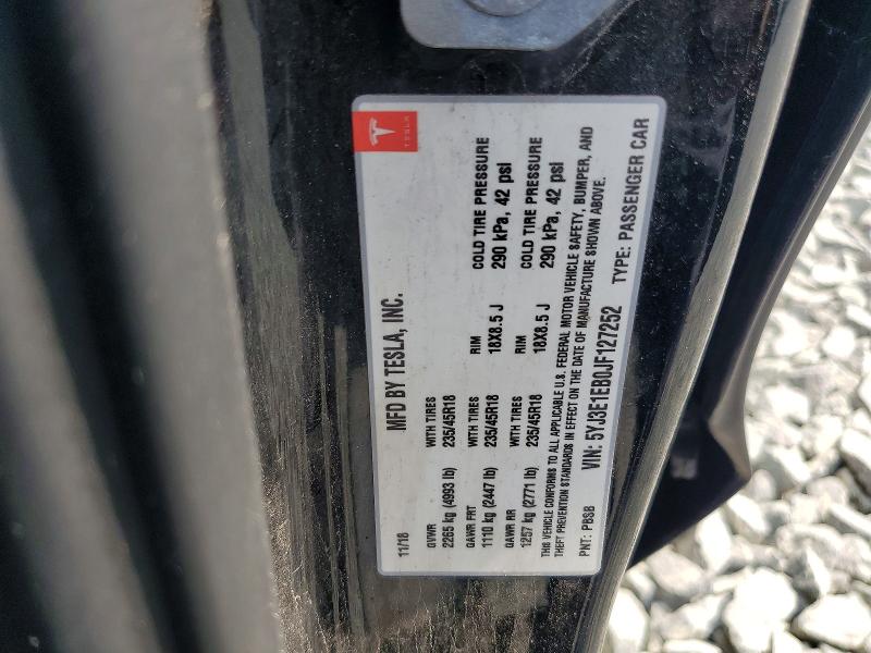 2018 Tesla Model 3 მანქანა იყიდება აუქციონზე, vin: 5YJ3E1EB0JF127252, აუქციონის ნომერი: 60679846