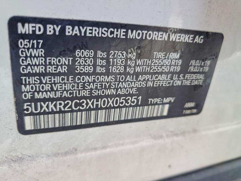 Auction sale of the 2017 Bmw X5, vin: 5UXKR2C3XH0X05351, lot number: 62042126