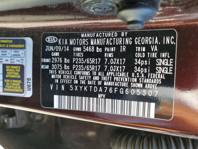 Продаж на аукціоні авто 2015 Kia Sorento, vin: 5XYKTDA76FG605307, номер лоту: 61072196