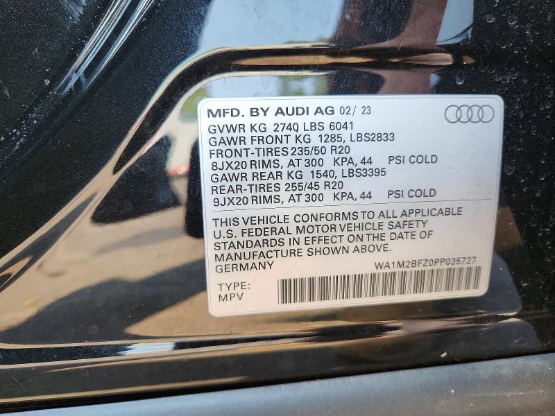 Aukcja sprzedaży 2023 Audi Q4 E-tron, vin: WA1M2BFZ0PP035727, numer aukcji: 59857026