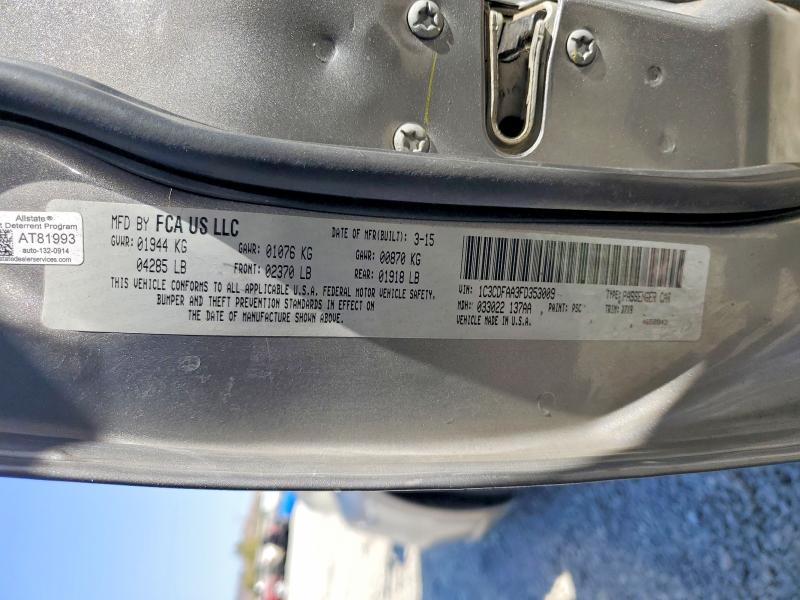 2015 Dodge Dart მანქანა იყიდება აუქციონზე, vin: 1C3CDFAA3FD353009, აუქციონის ნომერი: 62804386