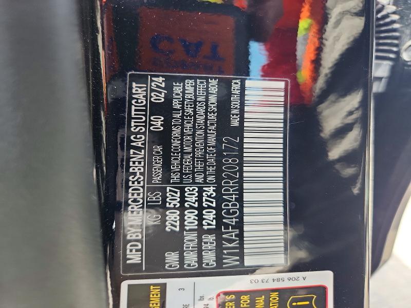 61367706 :رقم المزاد ، W1KAF4GB4RR208172 vin ، 2024 Mercedes-benz C مزاد بيع