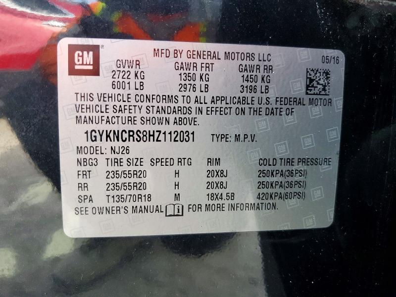 Aukcja sprzedaży 2017 Cadillac Xt5, vin: 1GYKNCRS8HZ112031, numer aukcji: 59284306