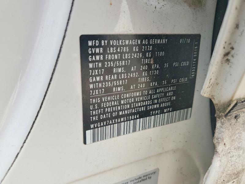 Aukcja sprzedaży 2010 Volkswagen Tiguan, vin: WVGAV7AX9AW519844, numer aukcji: 55189516