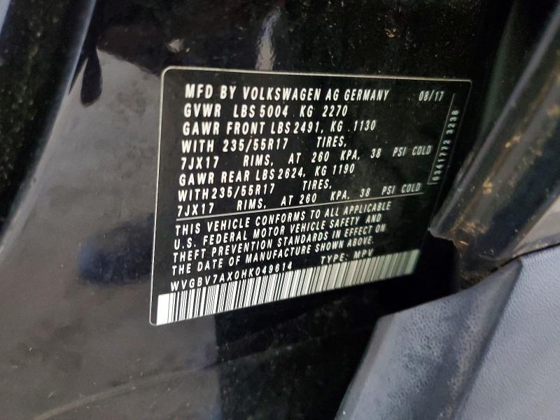 Продажа на аукционе авто 2017 Volkswagen Tiguan, vin: WVGBV7AX0HK049614, номер лота: 63157366