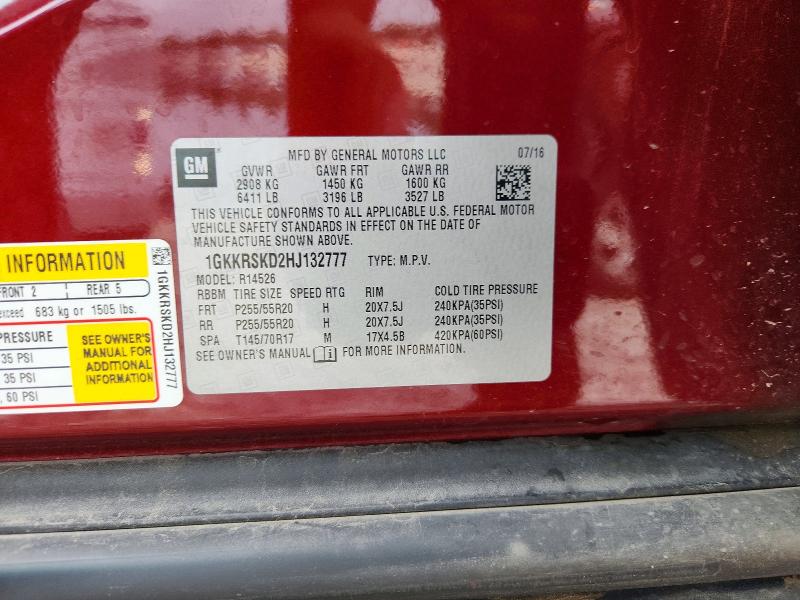 Aukcja sprzedaży 2017 Gmc Acadia Limited, vin: 1GKKRSKD2HJ132777, numer aukcji: 63235246
