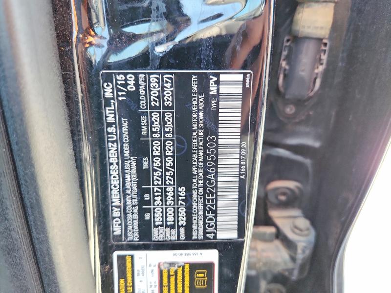 Aukcja sprzedaży 2016 Mercedes-benz Gl, vin: 4JGDF2EE2GA695503, numer aukcji: 60259586