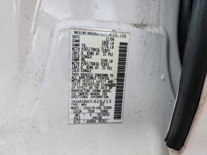Продажа на аукционе авто 2007 Nissan Pathfinder, vin: 5N1AR18UX7C626215, номер лота: 61884986