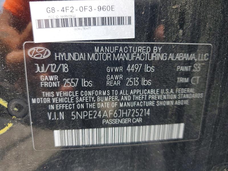 Продажа на аукционе авто 2018 Hyundai Sonata, vin: 5NPE24AF6JH725214, номер лота: 59168516
