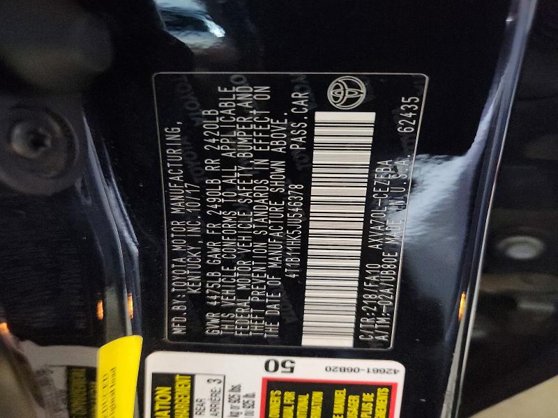 Продаж на аукціоні авто 2018 Toyota Camry, vin: 4T1B11HK5JU546378, номер лоту: 63542276