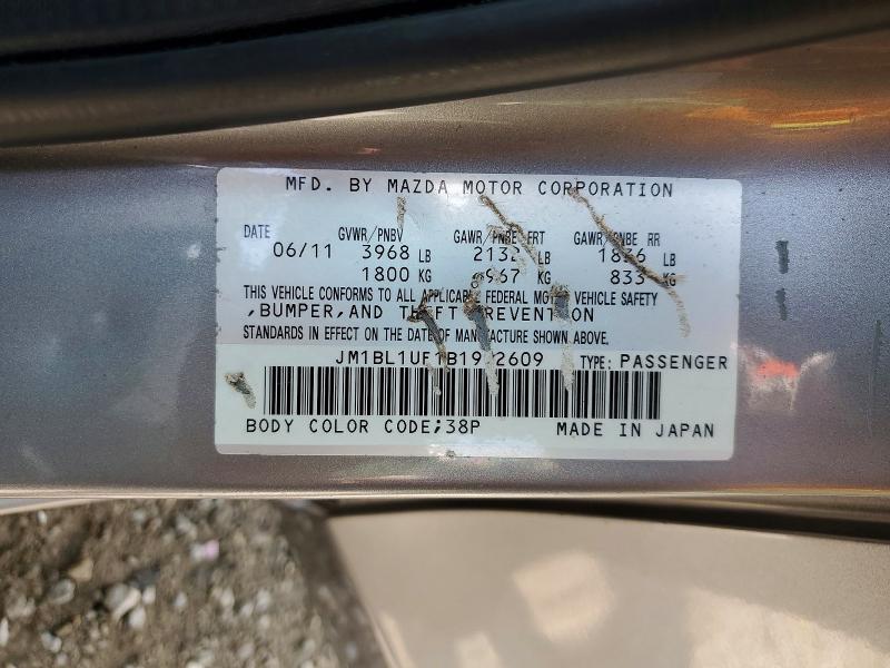 Aukcja sprzedaży 2011 Mazda 3, vin: JM1BL1UF1B1902609, numer aukcji: 62300196