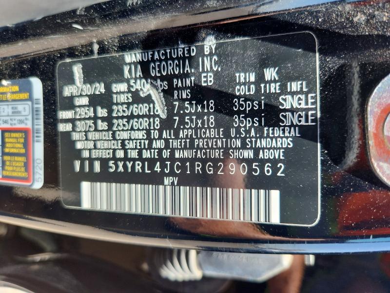 Продаж на аукціоні авто 2024 Kia Sorento, vin: 5XYRL4JC1RG290562, номер лоту: 60081916