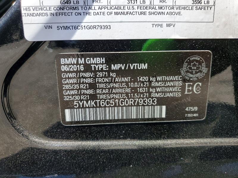 2016 Bmw X5 მანქანა იყიდება აუქციონზე, vin: 5YMKT6C51G0R79393, აუქციონის ნომერი: 60424596