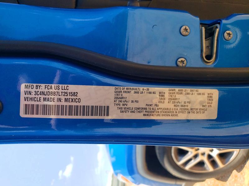 2020 Jeep Compass მანქანა იყიდება აუქციონზე, vin: 3C4NJDBB7LT251582, აუქციონის ნომერი: 58995776
