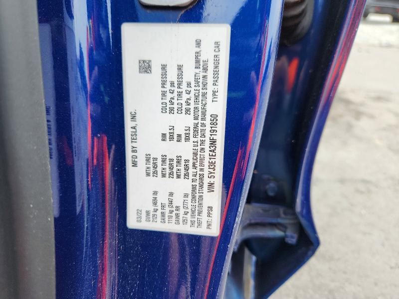 Продаж на аукціоні авто 2022 Tesla Model 3, vin: 5YJ3E1EA3NF191850, номер лоту: 60958846