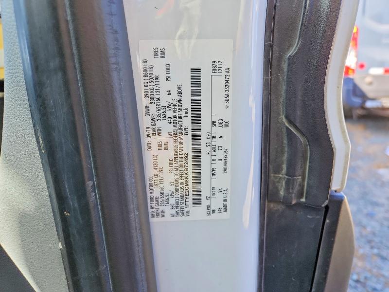 58991816 :رقم المزاد ، 1FTYE2CM8KKB72492 vin ، 2019 Ford Transit مزاد بيع