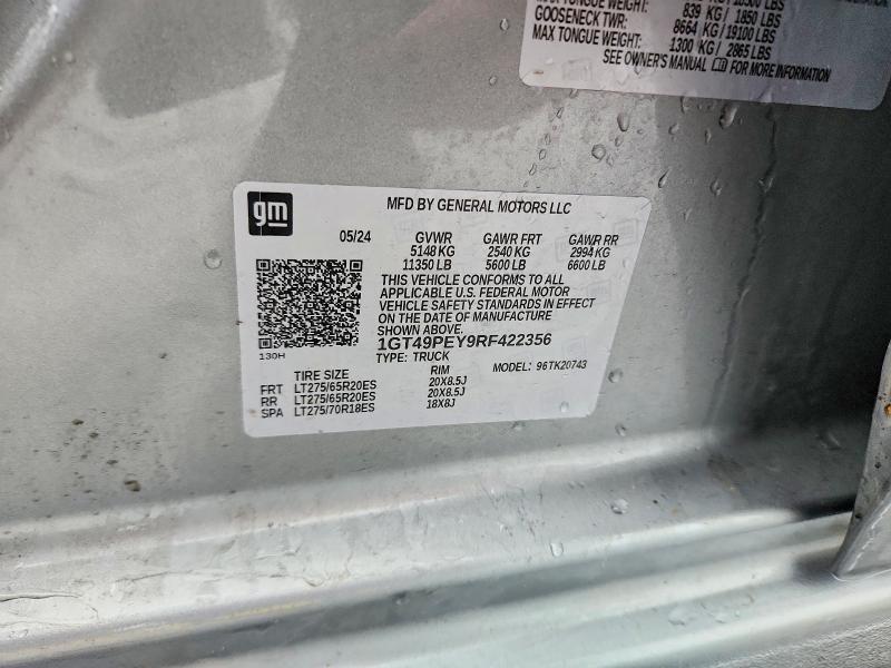 62243826 :رقم المزاد ، 1GT49PEY9RF422356 vin ، 2024 Gmc Sierra مزاد بيع