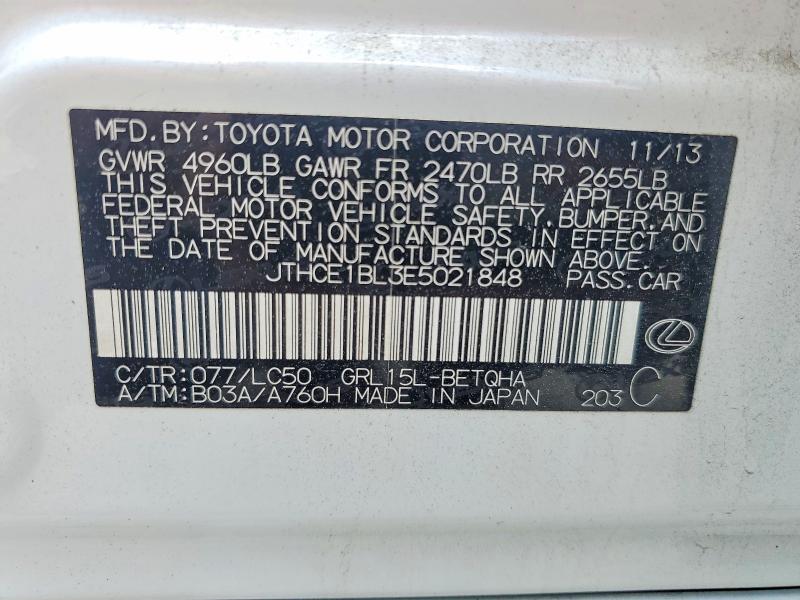 Aukcja sprzedaży 2014 Lexus Gs, vin: JTHCE1BL3E5021848, numer aukcji: 62148526