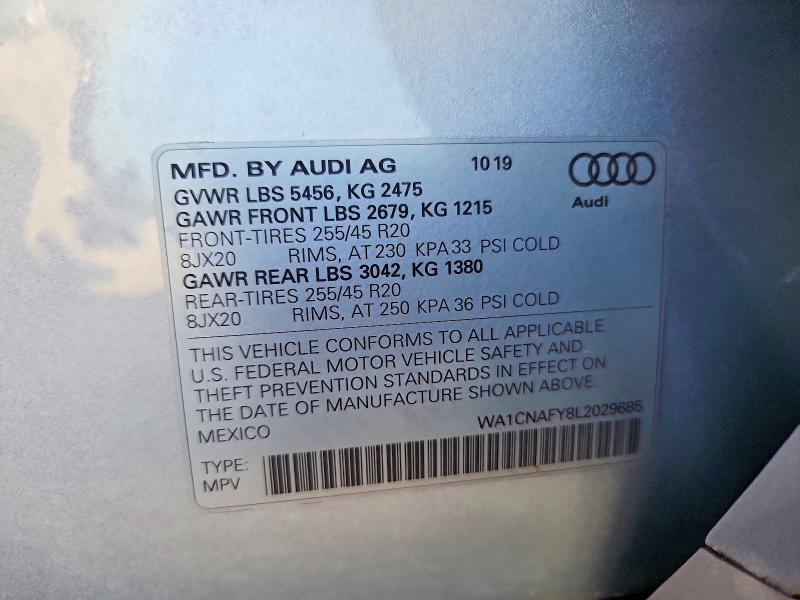 Продажа на аукционе авто 2020 Audi Q5, vin: WA1CNAFY8L2029685, номер лота: 59379296