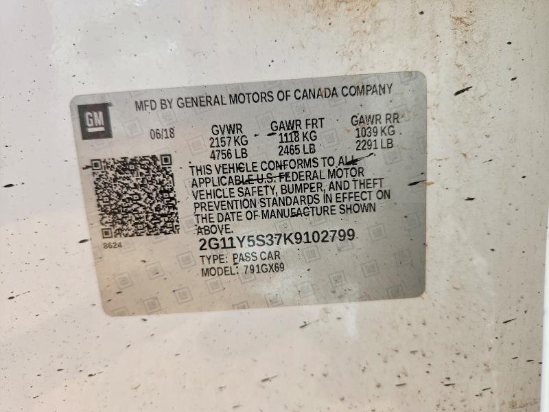 Aukcja sprzedaży 2019 Chevrolet Impala, vin: 2G11Y5S37K9102799, numer aukcji: 57938286