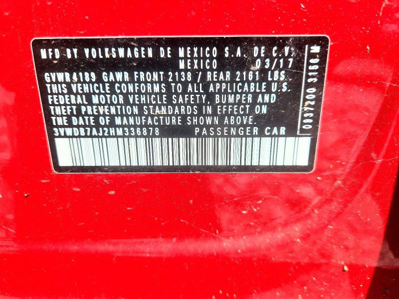 Продажа на аукционе авто 2017 Volkswagen Jetta, vin: 3VWDB7AJ2HM336878, номер лота: 60143436