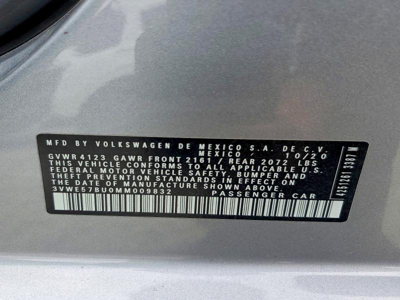 2021 Volkswagen Jetta მანქანა იყიდება აუქციონზე, vin: 3VWE57BU0MM009832, აუქციონის ნომერი: 61153066