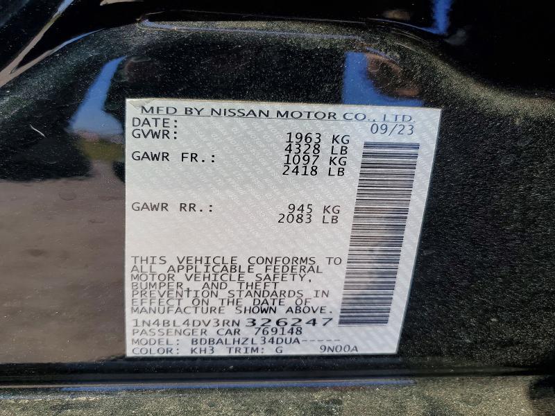 Продаж на аукціоні авто 2024 Nissan Altima, vin: 1N4BL4DV3RN326247, номер лоту: 60627886
