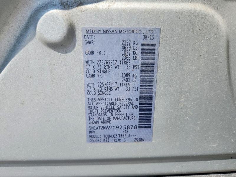 Продаж на аукціоні авто 2015 Nissan Rogue, vin: 5N1AT2MV2FC925878, номер лоту: 59243486
