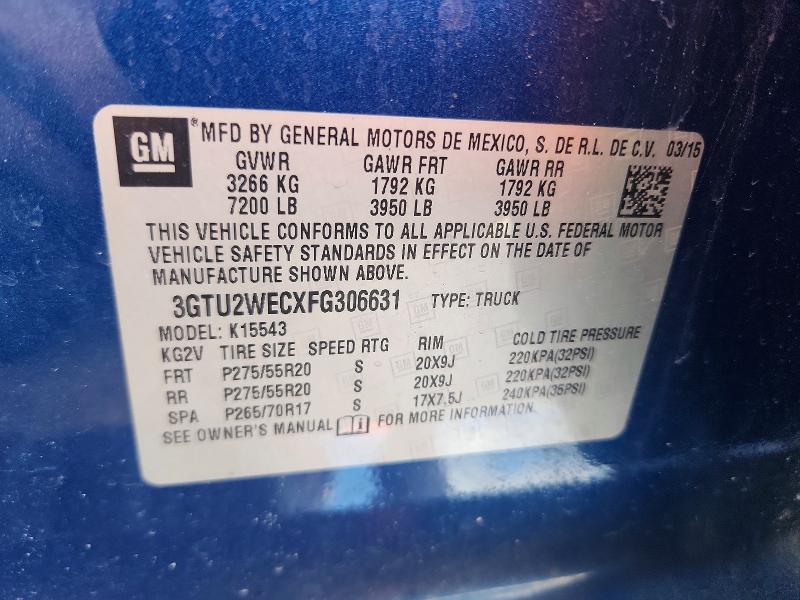 Aukcja sprzedaży 2015 Gmc Sierra, vin: 3GTU2WECXFG306631, numer aukcji: 58709836