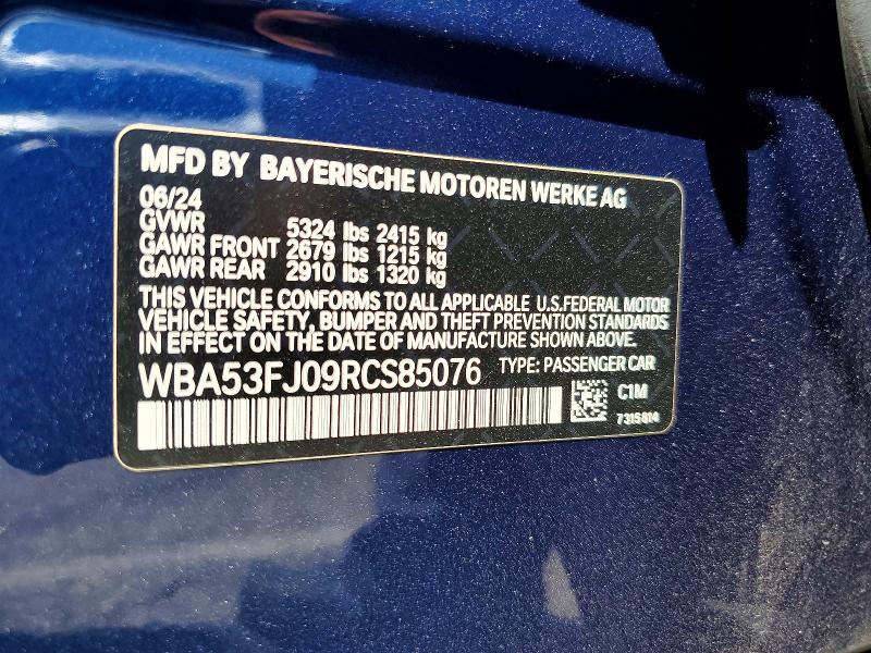 Aukcja sprzedaży 2024 Bmw 530, vin: WBA53FJ09RCS85076, numer aukcji: 62968676